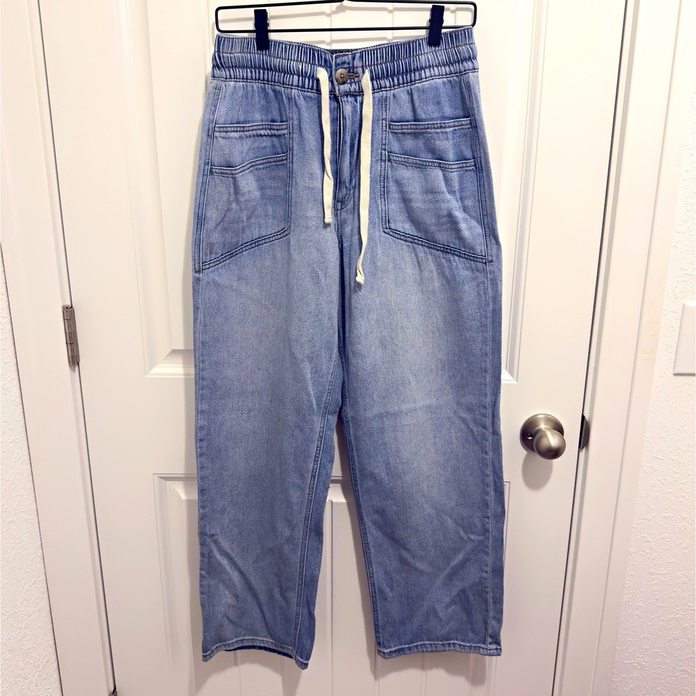 Kensie Jeans Women's Light Wash Denim Jogger Jeans Drawstring Pockets M